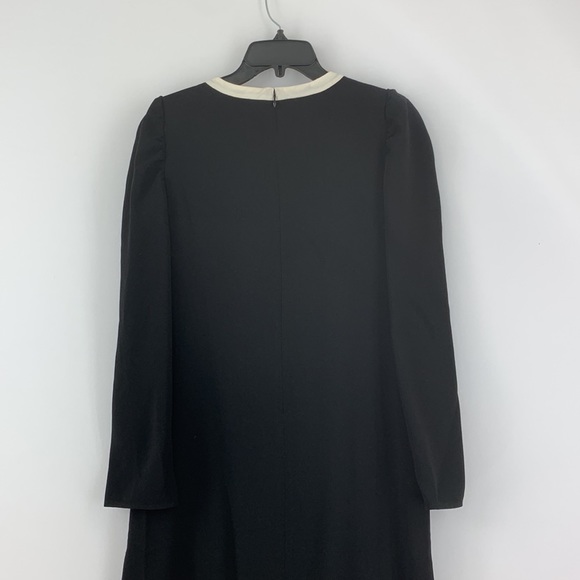 CeCe Velvet Petals Puffed Long Sleeve Black Dress w White Bow Size 8 - Picture 6 of 7